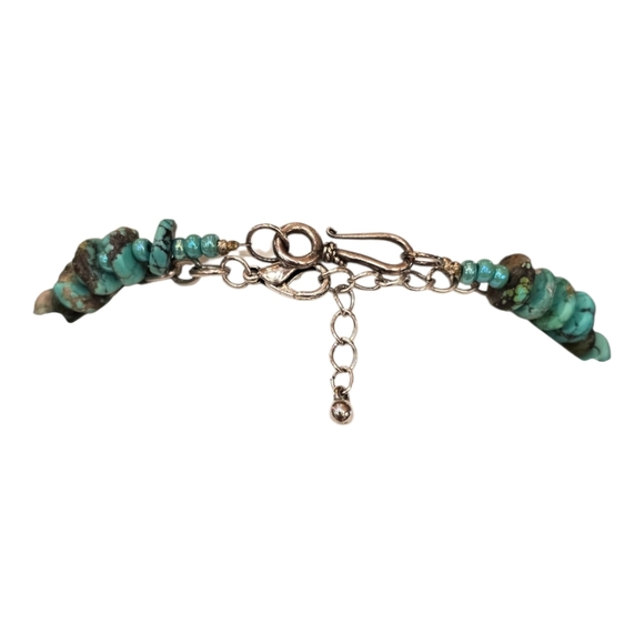 Turquoise Bead Necklace Silvertone Metal Cross Necklace 2 Piece Bundle - Picture 3 of 9